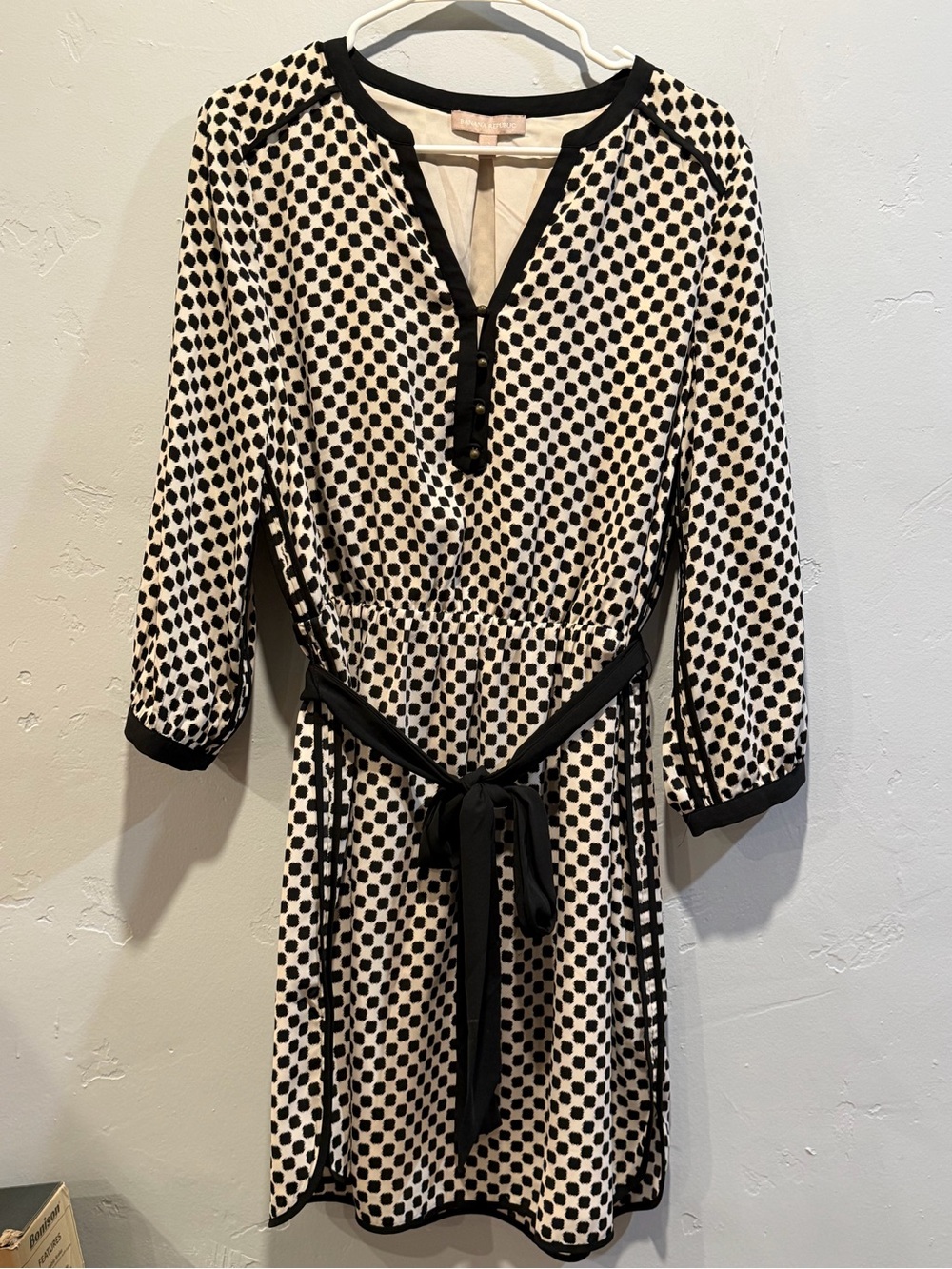 Black & Cream Polka Dot Belted Dress